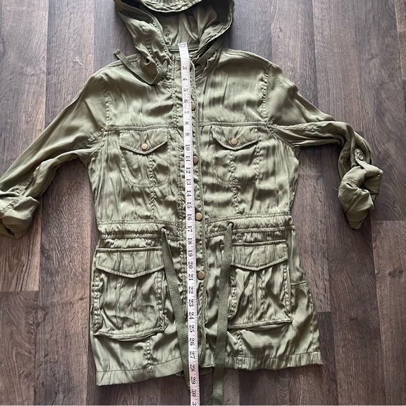 Olive Green Utility Draw String Light Weight Jacket Size S - Picture 8 of 9